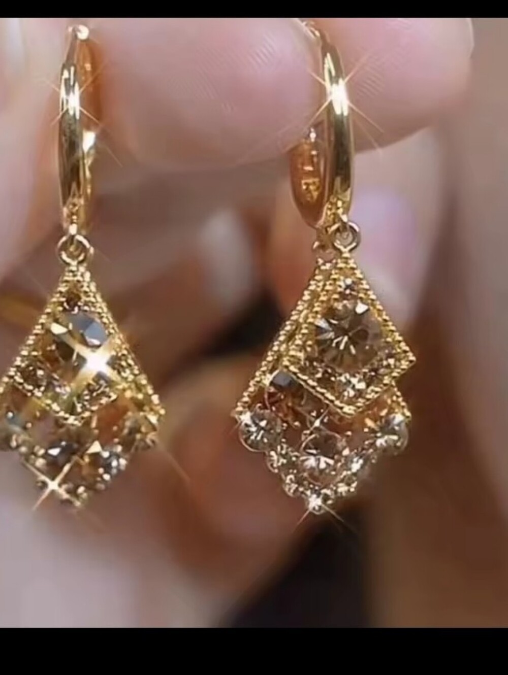 Gold Earrings Crystal Geometric Women's Dangle Jewelry New G26